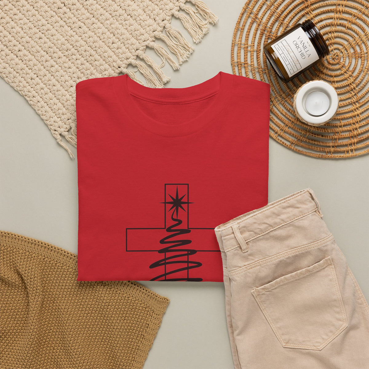 Merry Christmas Cross Tree T-Shirt | Christian Christmas Tee