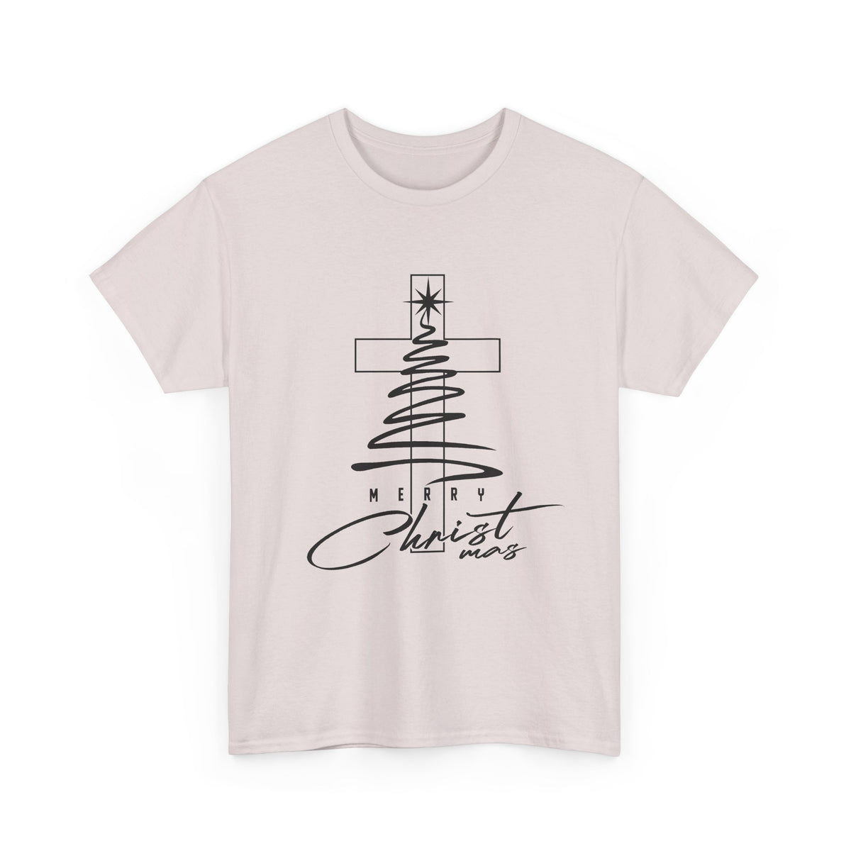 Merry Christmas Cross Tree T-Shirt | Christian Christmas Tee