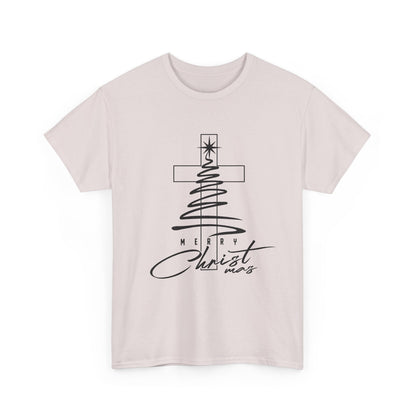 Merry Christmas Cross Tree T-Shirt | Christian Christmas Tee