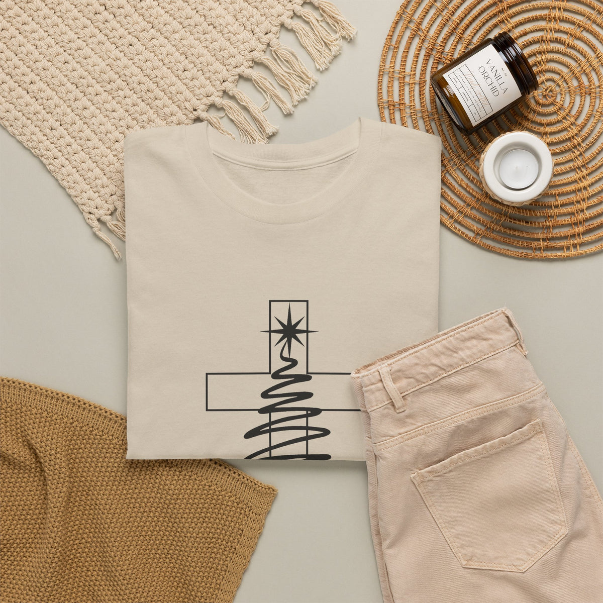 Merry Christmas Cross Tree T-Shirt | Christian Christmas Tee