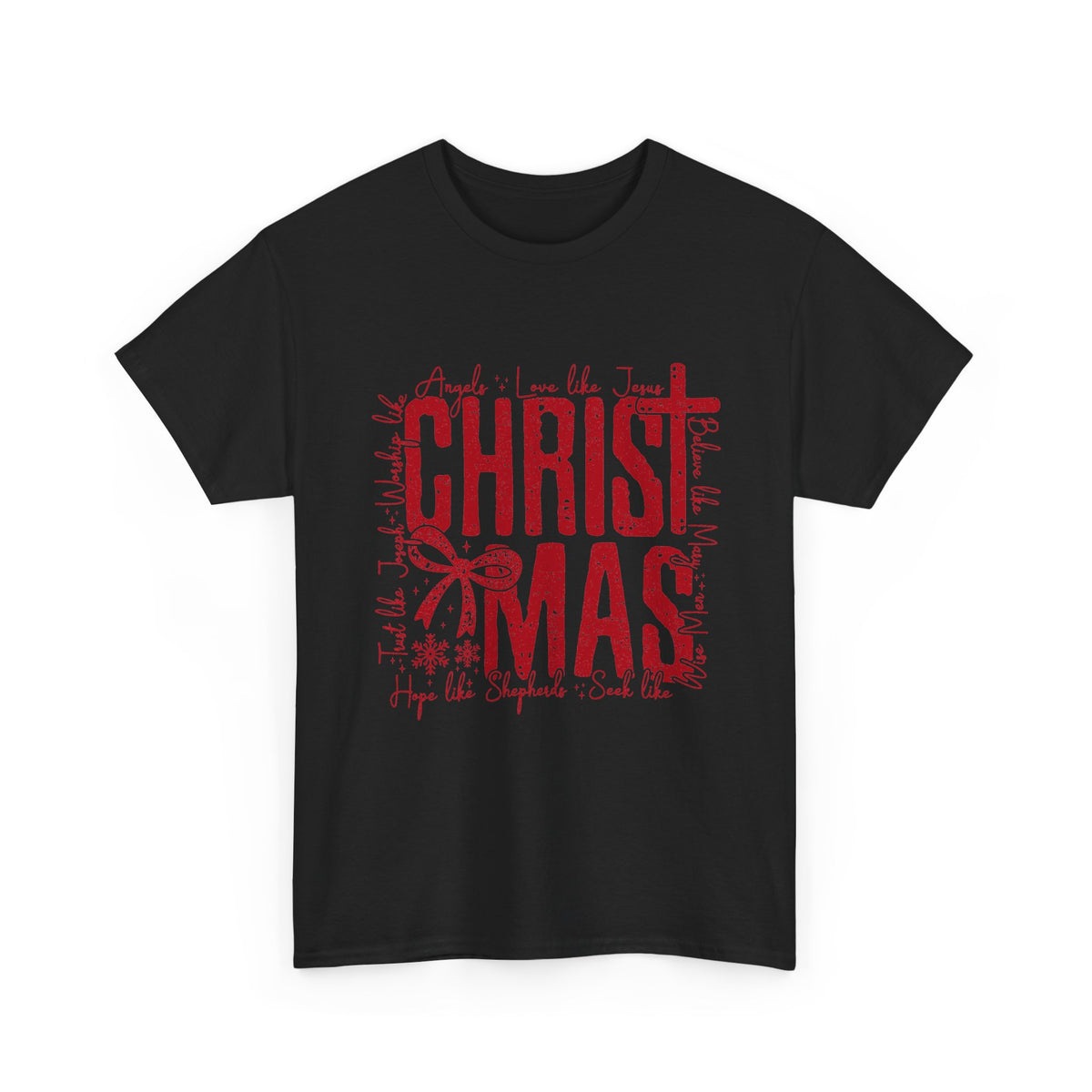 Vintage Red CHRISTMAS Script T-Shirt | Holiday Typography Tee