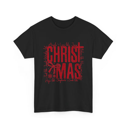 Vintage Red CHRISTMAS Script T-Shirt | Holiday Typography Tee