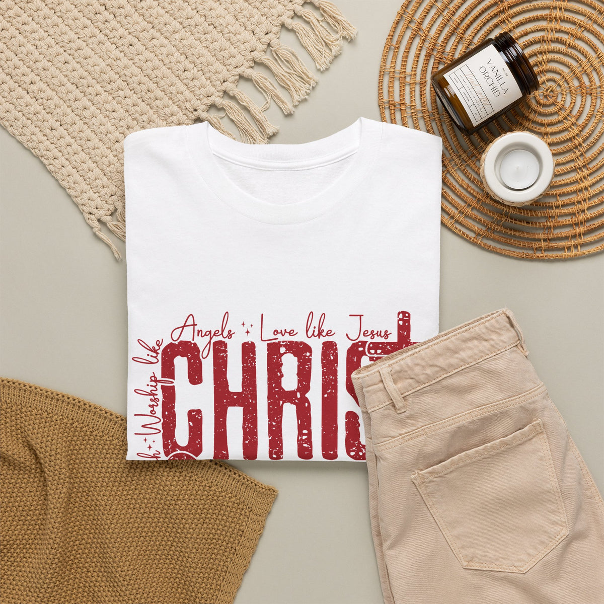 Vintage Red CHRISTMAS Script T-Shirt | Holiday Typography Tee