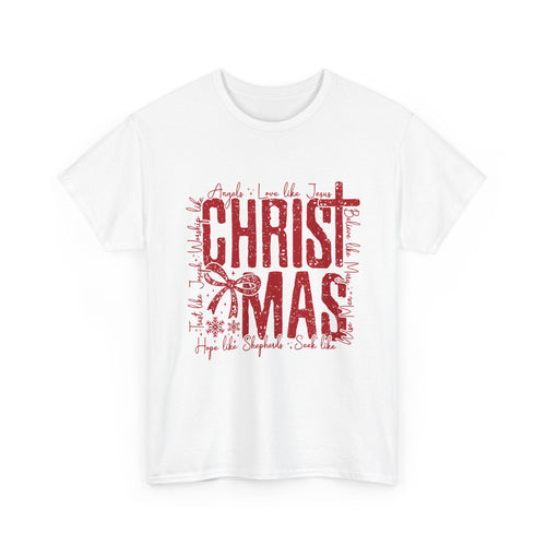 Vintage Red CHRISTMAS Script T-Shirt | Holiday Typography Tee