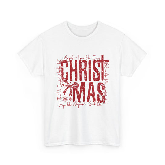 Vintage Red CHRISTMAS Script T-Shirt | Holiday Typography Tee