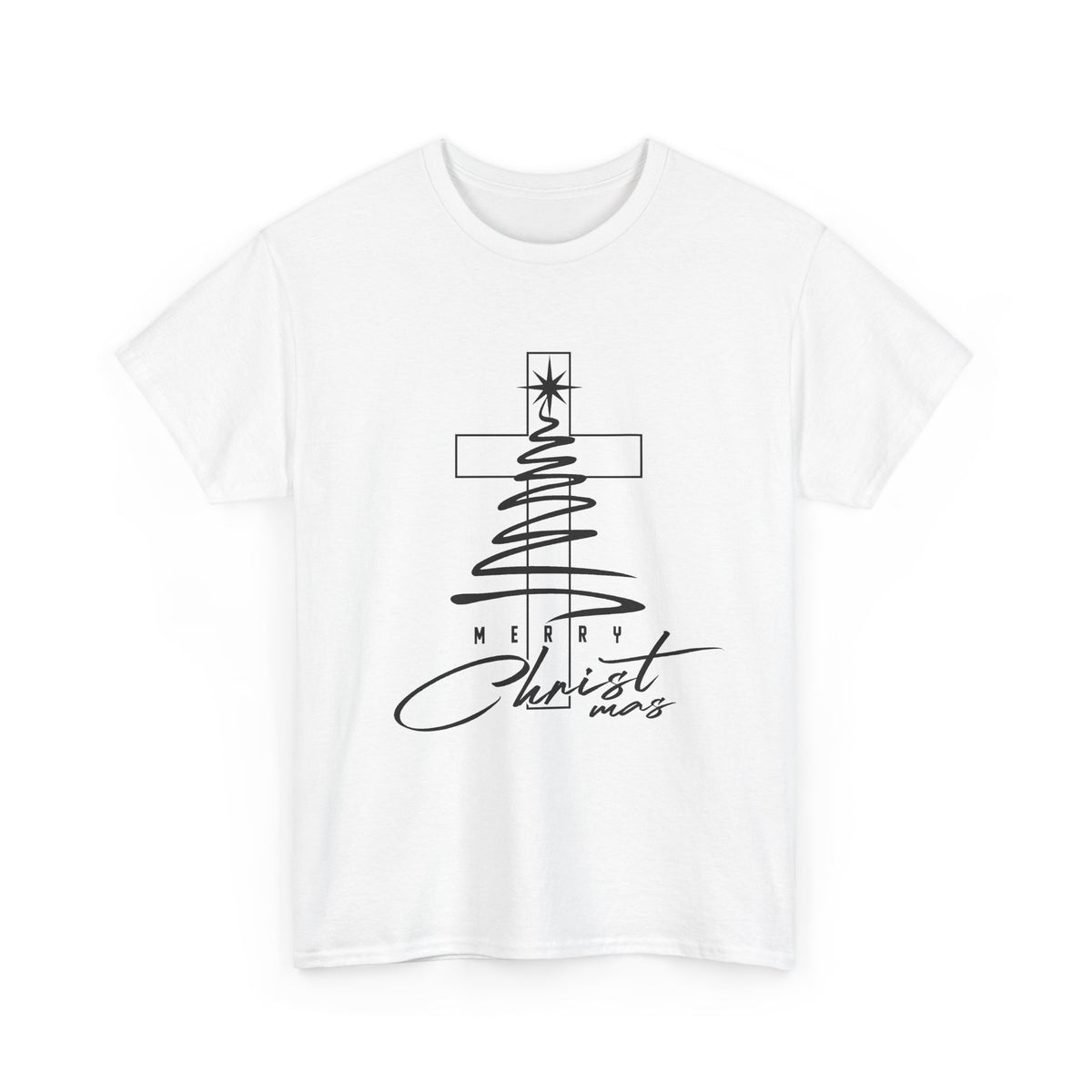 Merry Christmas Cross Tree T-Shirt | Christian Christmas Tee
