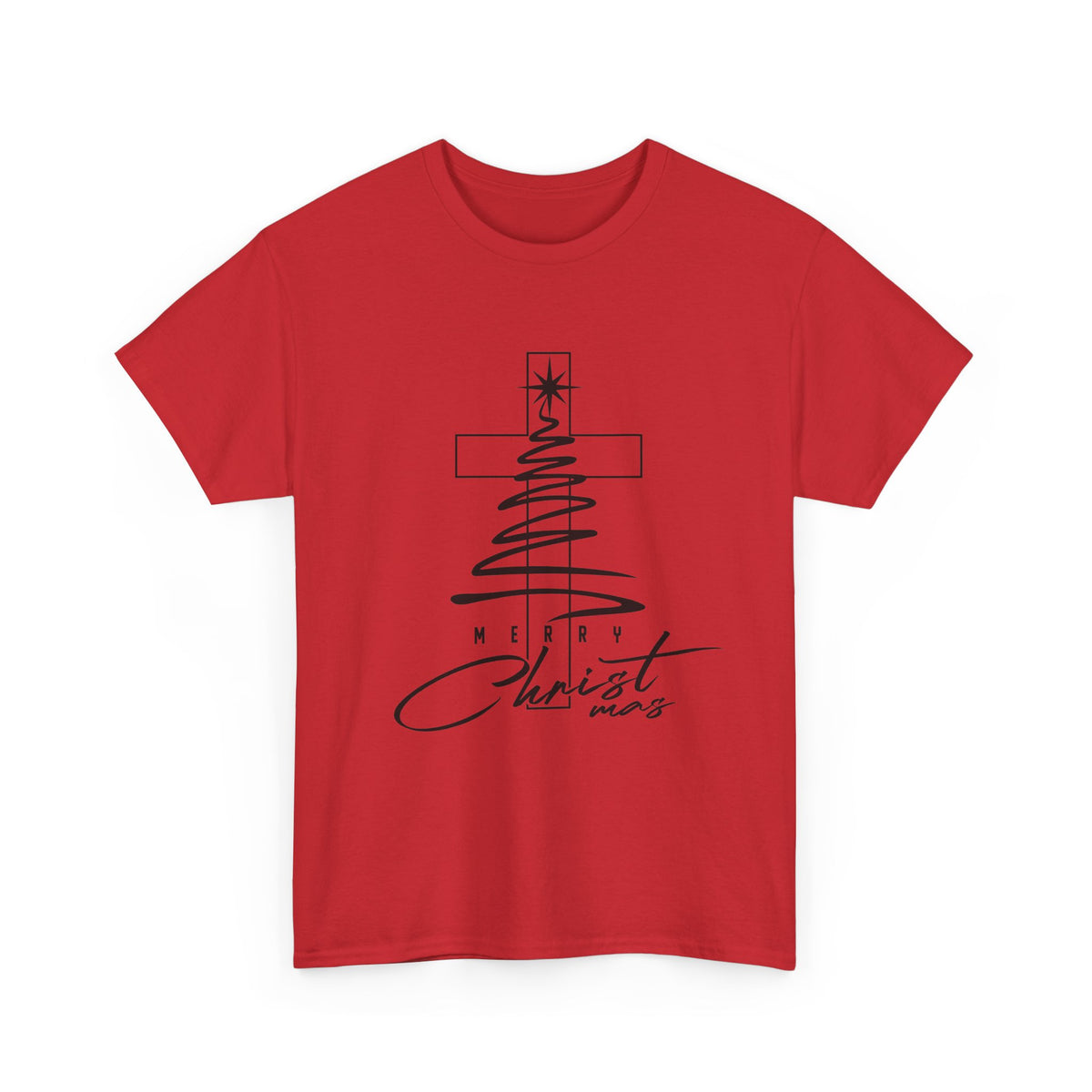 Merry Christmas Cross Tree T-Shirt | Christian Christmas Tee