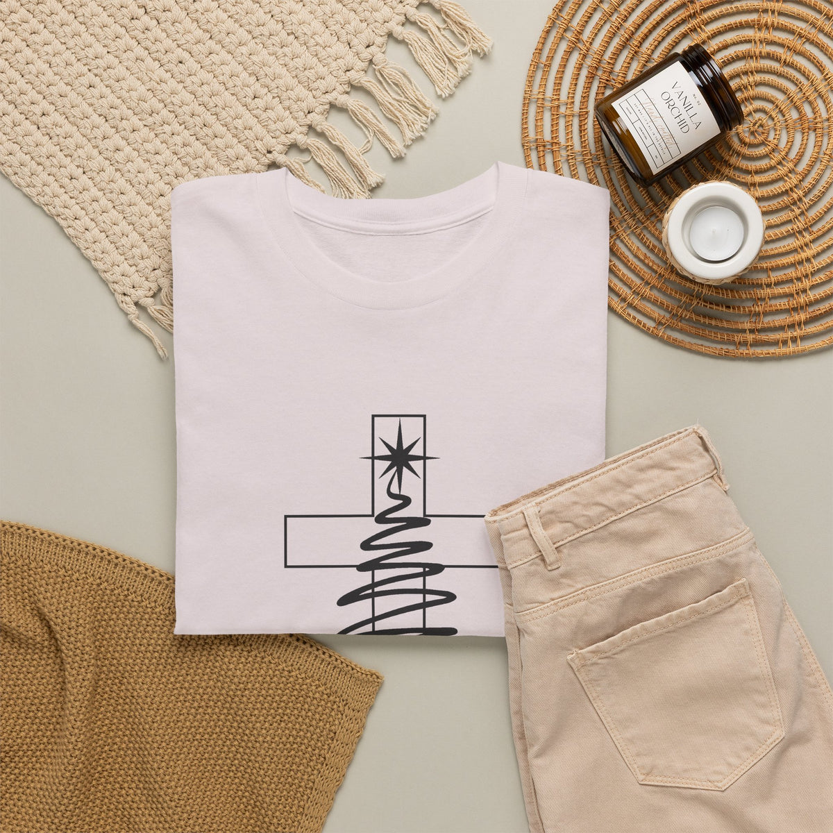 Merry Christmas Cross Tree T-Shirt | Christian Christmas Tee