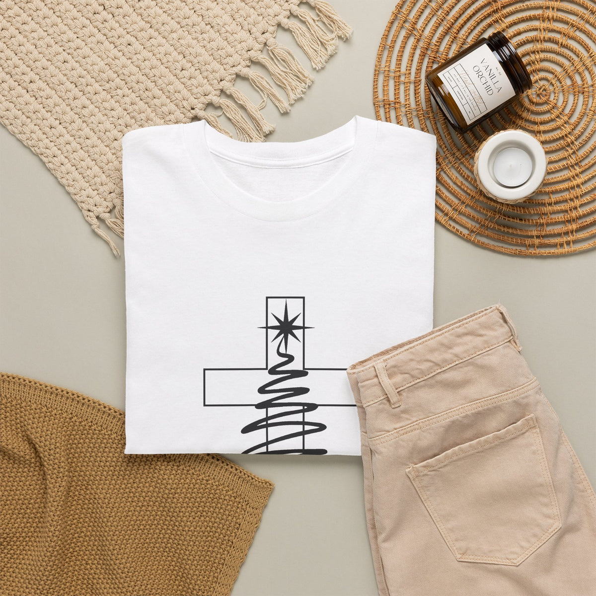 Merry Christmas Cross Tree T-Shirt | Christian Christmas Tee