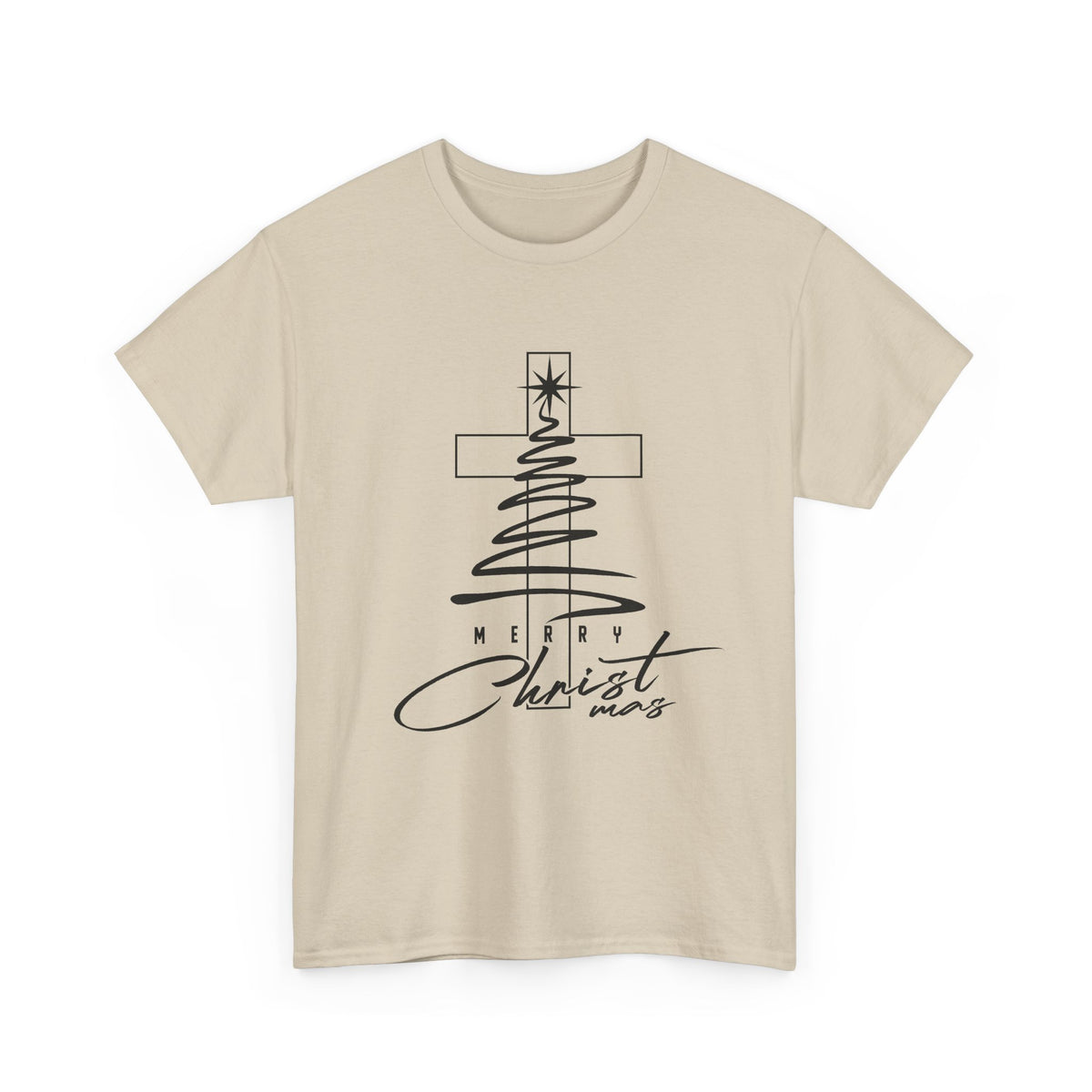Merry Christmas Cross Tree T-Shirt | Christian Christmas Tee