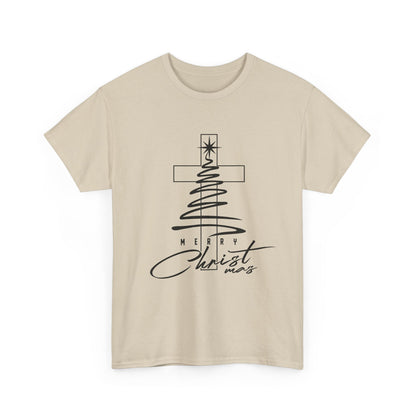 Merry Christmas Cross Tree T-Shirt | Christian Christmas Tee