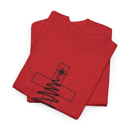 Merry Christmas Cross Tree T-Shirt | Christian Christmas Tee