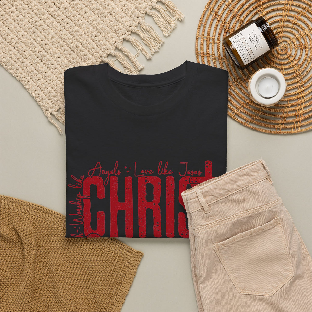Vintage Red CHRISTMAS Script T-Shirt | Holiday Typography Tee